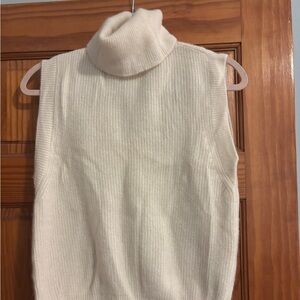 Mango EUC CASHMERE Women's White Turtleneck Sweater Vest